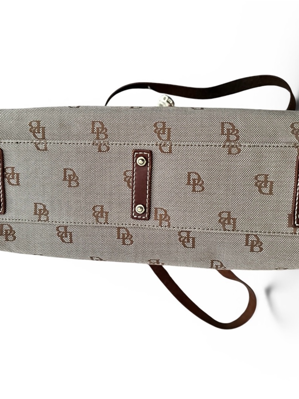 Dooney & Bourke Signature DB Canvas Tote Bag & Matching Wallet Set Beige Brown - Picture 2 of 5